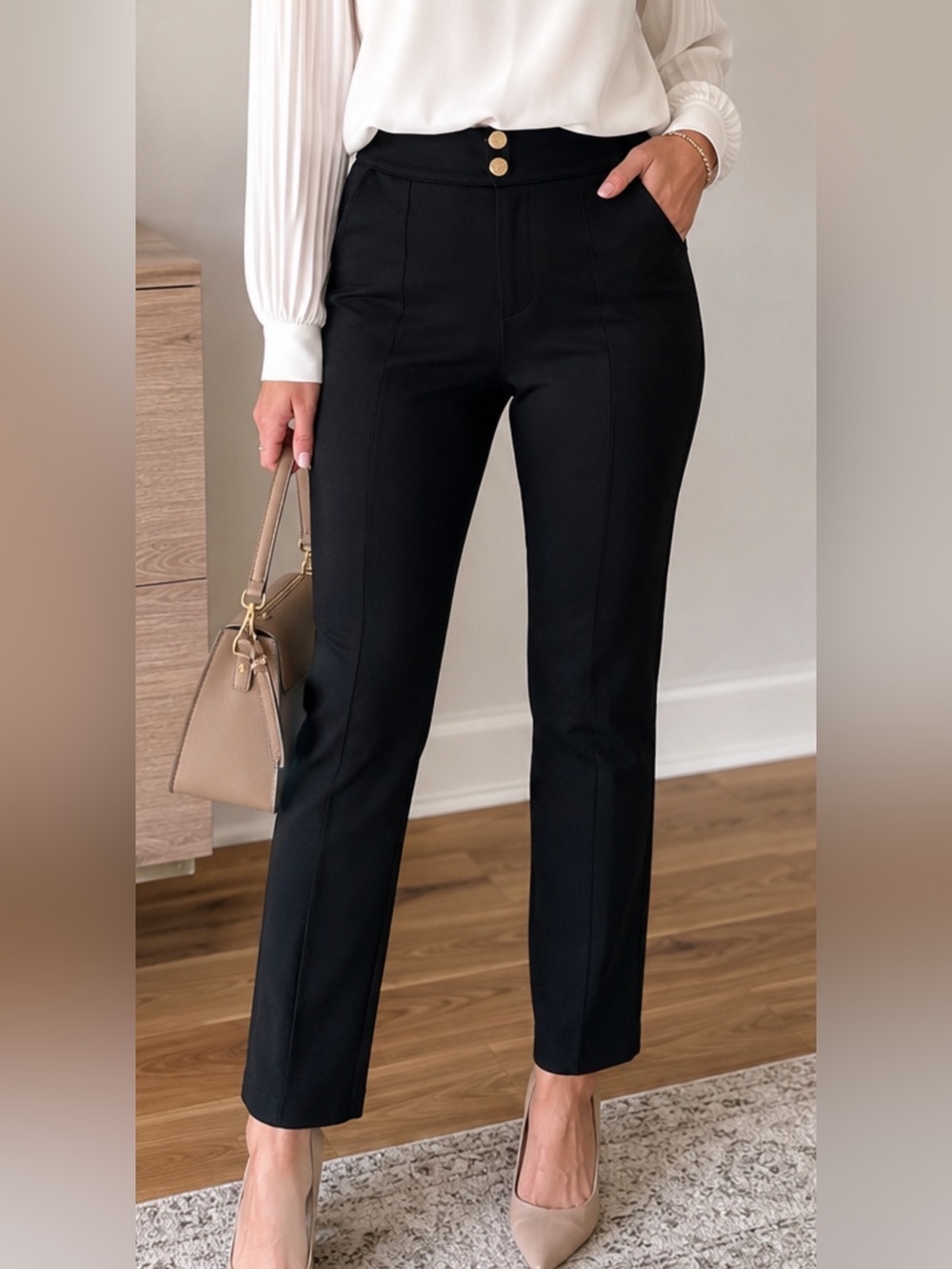 SPANX Black Skinny‎ Ponte Pants with Front Seam XS